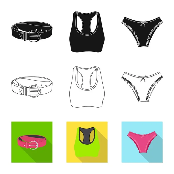 Ilustración vectorial del logotipo de la mujer y la ropa. Conjunto de mujer e icono de vector de desgaste para stock . — Vector de stock