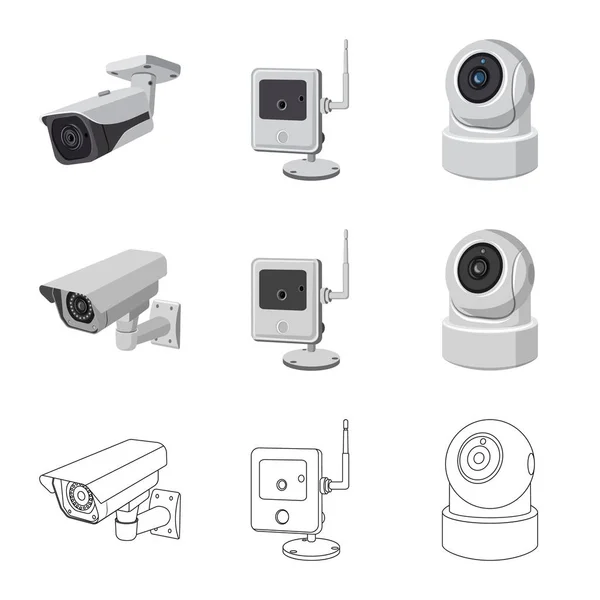 Ilustracja wektorowa logo cctv i aparatu. Zestaw cctv i system wektor ikona na magazynie. — Wektor stockowy