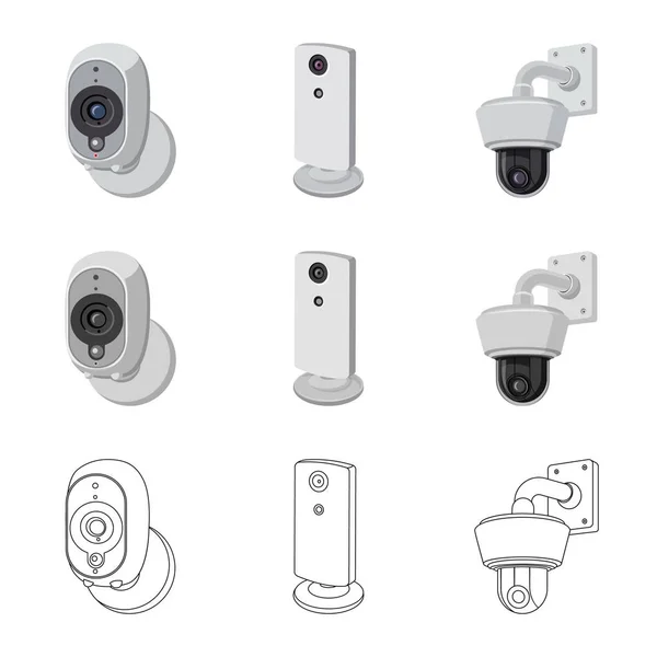 Vector illustration of cctv and camera icon. Collection of cctv and system vector icon for stock. — Stock Vector