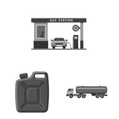 Petrol ve gaz işareti yalıtılmış nesne. Petrol ve benzin hisse senedi vektör çizim seti.