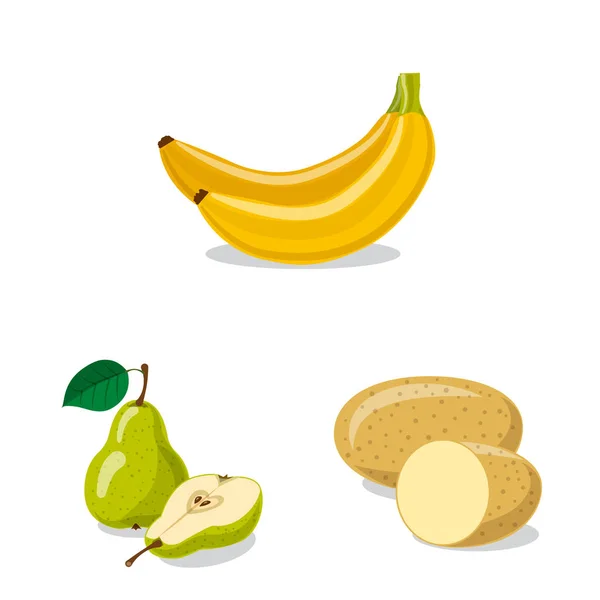 Projeto vetorial do logotipo vegetal e frutas. Conjunto de símbolo de estoque vegetal e vegetariano para web . —  Vetores de Stock