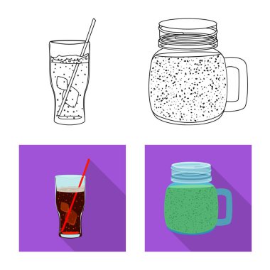 İçki ve bar simge vektör Illustration. Web için içki ve parti hisse senedi simgesi kümesi.
