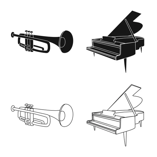 Ізольований об'єкт музики та символ мелодії. Набір музики та інструментів Векторні ілюстрації . — стоковий вектор