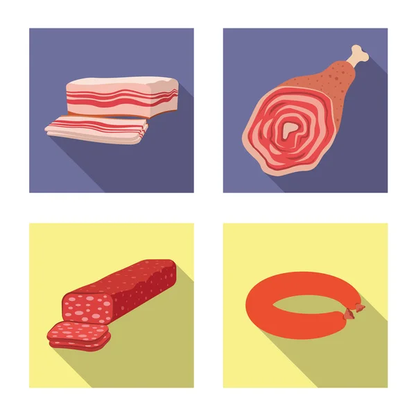 Objeto aislado del logotipo de carne y jamón. Conjunto de carne y cocina icono de vector para la acción . — Vector de stock