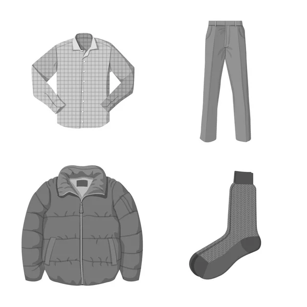 Vectorillustratie van mens en kleding teken. Collectie van mens en slijtage aandelensymbool voor web. — Stockvector