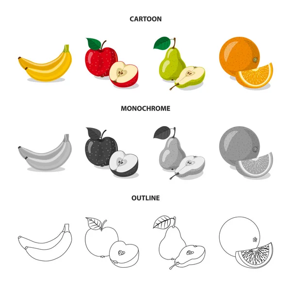 Diseño vectorial de icono de frutas y verduras. Colección de vegetales y vegetarianos símbolo de stock para la web . — Archivo Imágenes Vectoriales