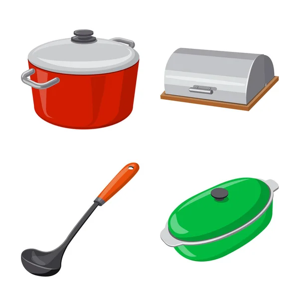 Vektor-Design von Küche und Koch-Ikone. Sammlung von Bestandssymbolen für Küche und Geräte für das Web. — Stockvektor