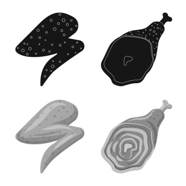 Et ve jambon simge vektör Illustration. Et ve hisse senedi için pişirme vektör ikon koleksiyonu.