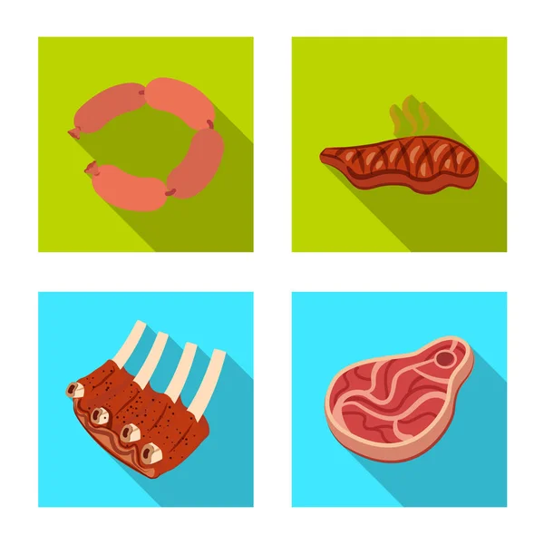 Vektor-Design von Fleisch und Schinken-Logo. Set von Fleisch und Kochfond Vektor Illustration. — Stockvektor