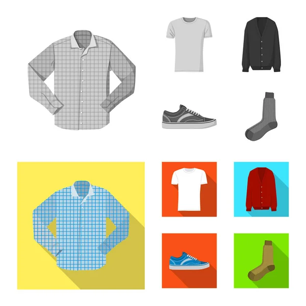 Geïsoleerde object van mens en kleding logo. Instellen van de mens en dragen aandelensymbool voor web. — Stockvector