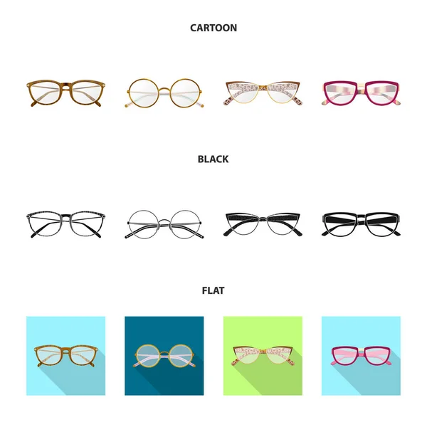 Izolovaný objekt brýle a rám sign. Kolekce brýlí a příslušenství burzovní symbol pro web. — Stockový vektor