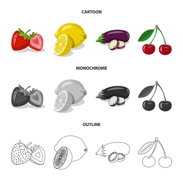 Illustrazione vettoriale dell'icona di frutta e verdura. Set di verdure e vegetariano stock simbolo per il web . — Vettoriale Stock