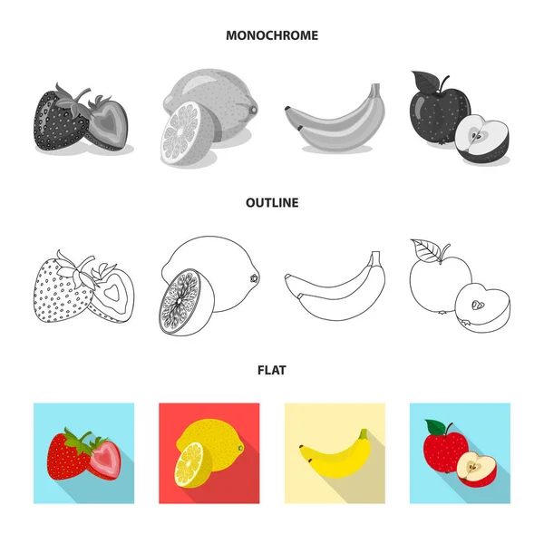 Objet isolé de légumes et fruits signe. Collection de légumes et d'icône vectorielle végétarienne pour stock . — Image vectorielle