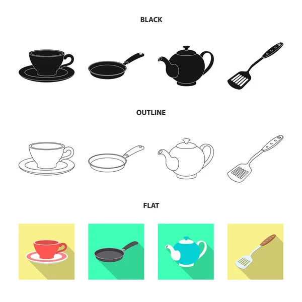 Isolierte Objekt Der Küche Und Koch Zeichen Bestandssymbole Für Küche — Stockvektor