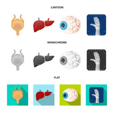 Vücut ve insan simge vektör tasarımı. Vücut ve hisse senedi için tıbbi vektör ikon koleksiyonu.