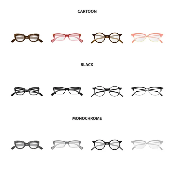 Izolovaný objekt brýle a rámeček loga. Kolekce brýlí a příslušenství skladem vektorové ilustrace. — Stockový vektor