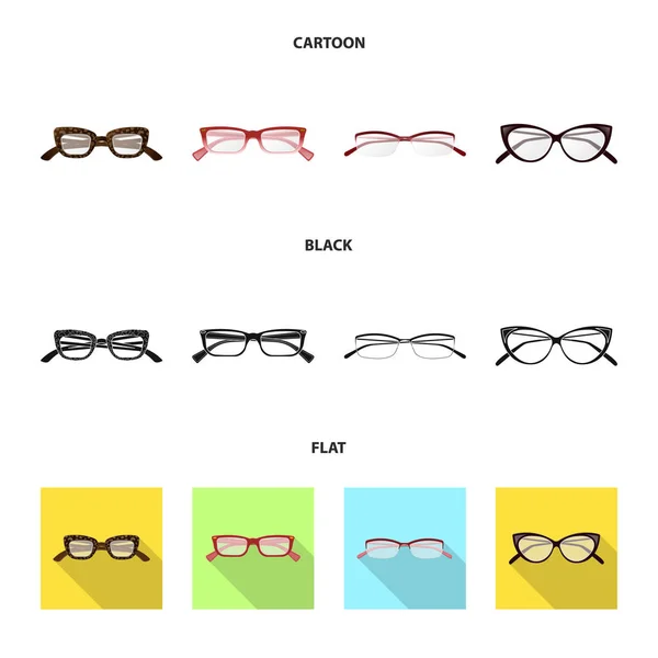 Vektoros illusztráció szemüveg és a keret ikonra. Gyűjteménye szemüveg és kiegészítő tőzsdei szimbólum a web. — Stock Vector