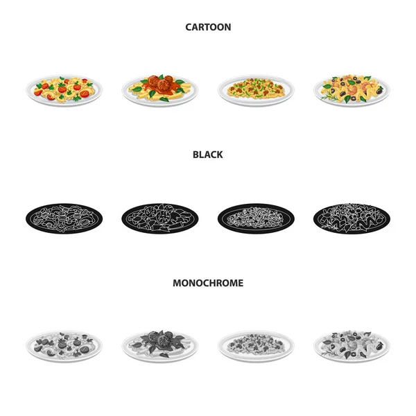 Diseño vectorial de pasta y símbolo de carbohidratos. Set de pasta y macarrones para web . — Vector de stock