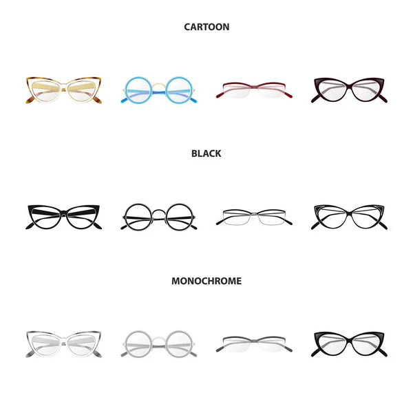 Isoliertes Objekt aus Brille und Rahmen-Ikone. Sammlung von Brillen und Zubehör Aktiensymbol für das Web. — Stockvektor