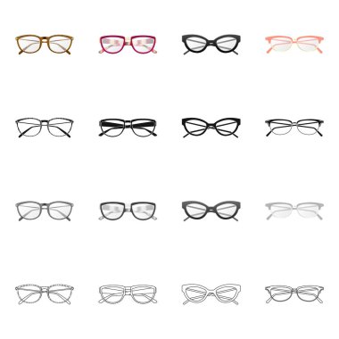 Gözlük ve kare simgesi yalıtılmış nesne. Gözlük ve hisse senedi için aksesuar vektör ikon koleksiyonu.