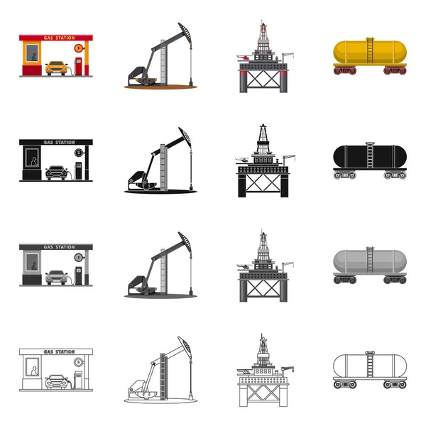 Vector design of oil and gas sign. Collection of oil and petrol vector icon for stock. — Stock Vector