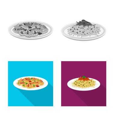 Makarna ve karbonhidrat logosu yalıtılmış nesne. Hisse senedi için makarna makarna ve vektör simge kümesi.