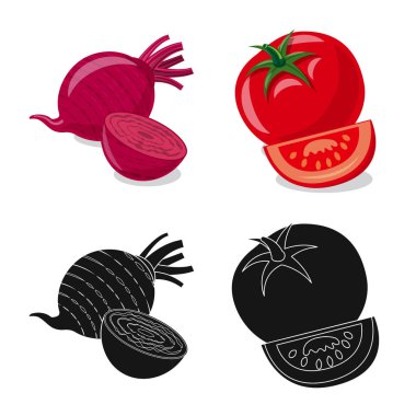 Sebze ve meyve simgesi yalıtılmış nesne. Hisse senedi için sebze ve vejeteryan vektör simge kümesi.