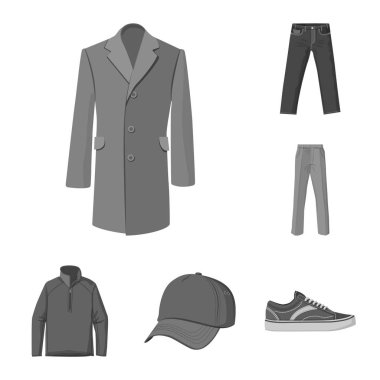 Adam ve giyim logo vektör tasarımı. Adam ayarla ve stok vektör çizim giymek.