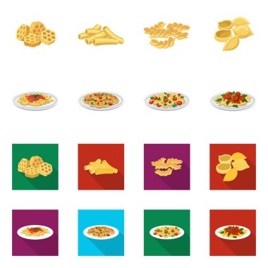 Makarna ve karbonhidrat logosu yalıtılmış nesne. Makarna ve makarna koleksiyonu stok web simgesi.