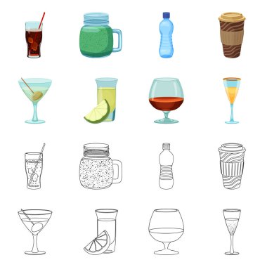 İçki ve bar logo vektör Illustration. Web için içki ve parti hisse senedi simgesi kümesi.