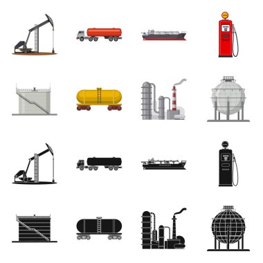 Petrol ve doğal gaz işareti illüstrasyon vektör. Toplama petrol ve benzin vektör simge stok için.