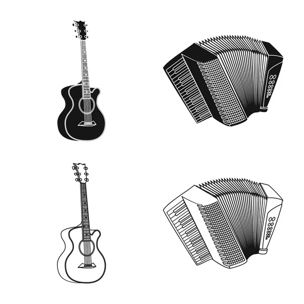 Ilustración vectorial de música y logotipo de melodía. Conjunto de música y icono de vector de herramienta para stock . — Vector de stock