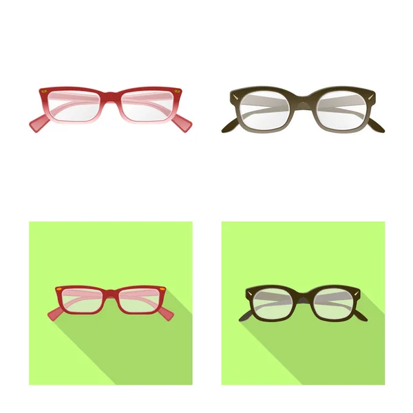Na białym tle obiekt okulary i ramki symbolu. Okulary i akcesoria Stockowa ilustracja wektorowa. — Wektor stockowy