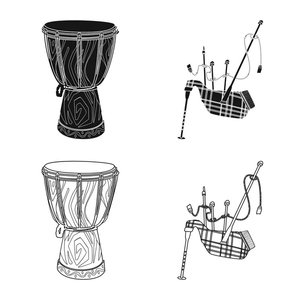 Diseño vectorial de música e icono de melodía. Conjunto de música e ilustración de vector de stock de herramientas . — Vector de stock