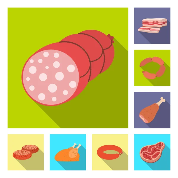 Isolated object of meat and ham sign. Set of meat and cooking stock vector illustration. — Stock Vector