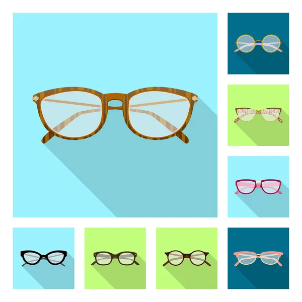 Vector illustration of glasses and frame sign. Collection of glasses and accessory vector icon for stock. — Stock Vector