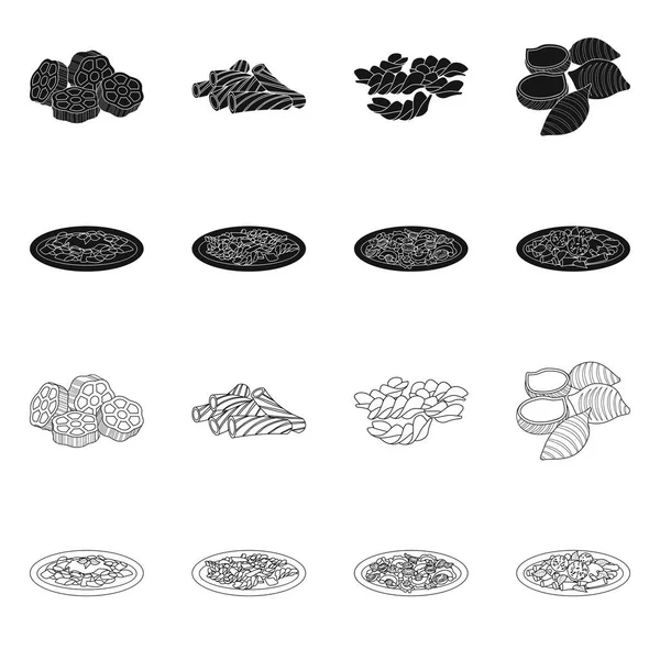 Ilustración vectorial del icono de pasta y carbohidratos. Set de pasta y macarrones vector icono para stock . — Archivo Imágenes Vectoriales