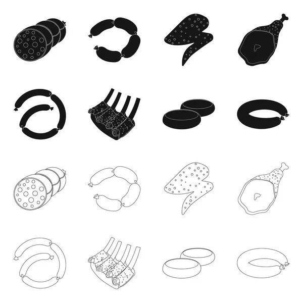 Ilustracja wektorowa ikony mięsa i szynka. Kolekcja mięsa i gotowania symbol giełdowy dla sieci web. — Wektor stockowy