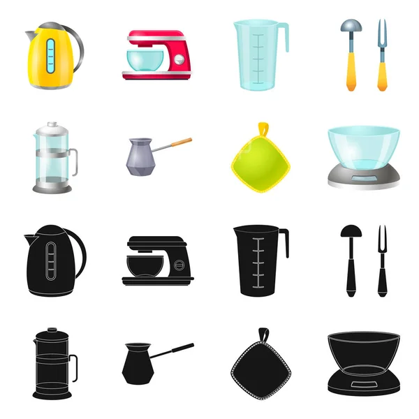Objeto aislado de cocina e icono de cocinero. Conjunto de ilustración de vectores de cocina y electrodomésticos . — Vector de stock