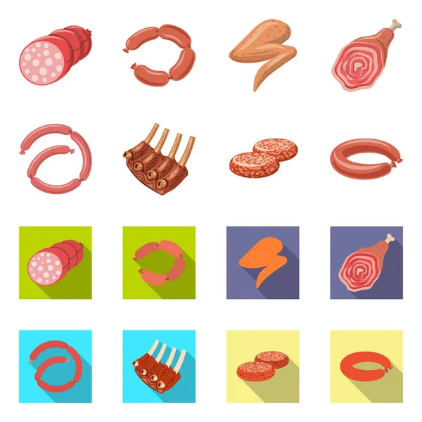 Diseño vectorial del logotipo de carne y jamón. Colección de carne y cocina icono vectorial para stock . — Archivo Imágenes Vectoriales