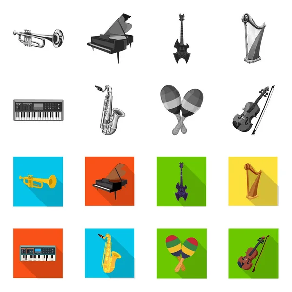 Diseño vectorial de música y símbolo de melodía. Colección de música y vector de herramientas icono para stock . — Archivo Imágenes Vectoriales