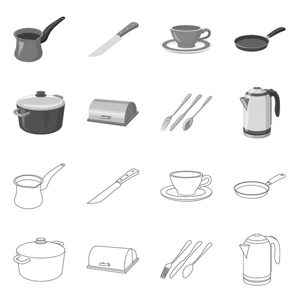 Ilustración vectorial de cocina y símbolo de cocinero. Colección de cocina y electrodomésticos símbolo de stock para la web . — Archivo Imágenes Vectoriales