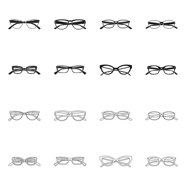 Oggetto isolato di occhiali e icona della cornice. Set di occhiali e accessori stock illustrazione vettoriale . — Vettoriale Stock