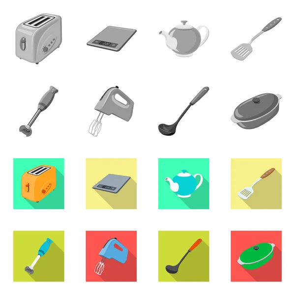 Vector illustration of kitchen and cook icon. Set of kitchen and appliance stock vector illustration. — Stock Vector