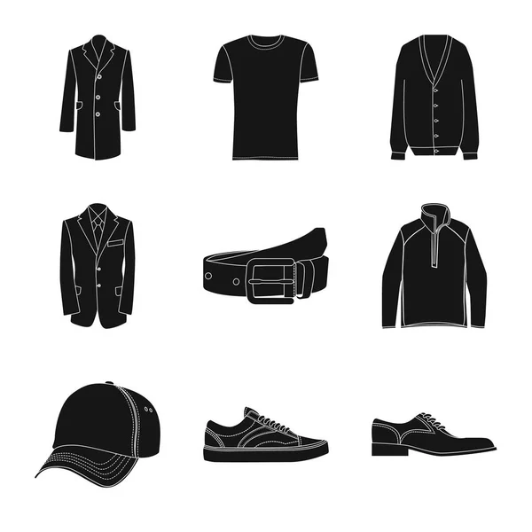 Illustrazione vettoriale dell'uomo e simbolo dell'abbigliamento. Collezione di uomo e indossare icona vettoriale per magazzino . — Vettoriale Stock