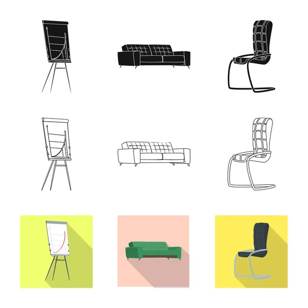 Vektordesign Von Möbeln Und Arbeitssymbolen Set Von Möbeln Und Hausrat — Stockvektor