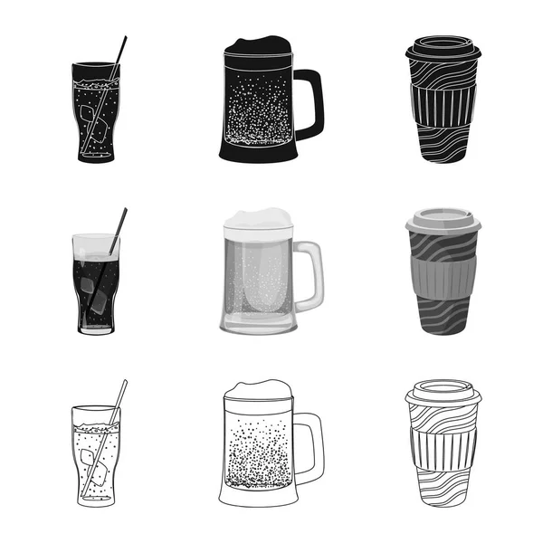 Geïsoleerde object van drank en bar-logo. Set van drank en party vector icoon voor voorraad. — Stockvector