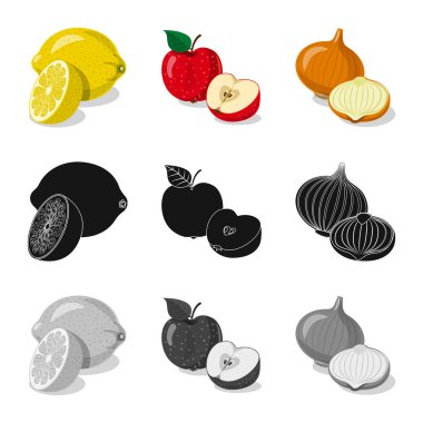 Sebze ve meyve sembolü yalıtılmış nesne. Hisse senedi için sebze ve vejeteryan vektör simge topluluğu.