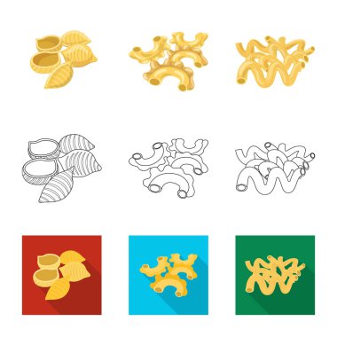 Makarna ve karbonhidrat simge vektör tasarımı. Makarna ve makarna koleksiyonu vektör hisse senedi simgesi.