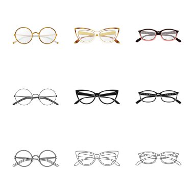 Gözlük ve çerçeve simge vektör tasarımı. Gözlük ve web için aksesuar hisse senedi simgesi.